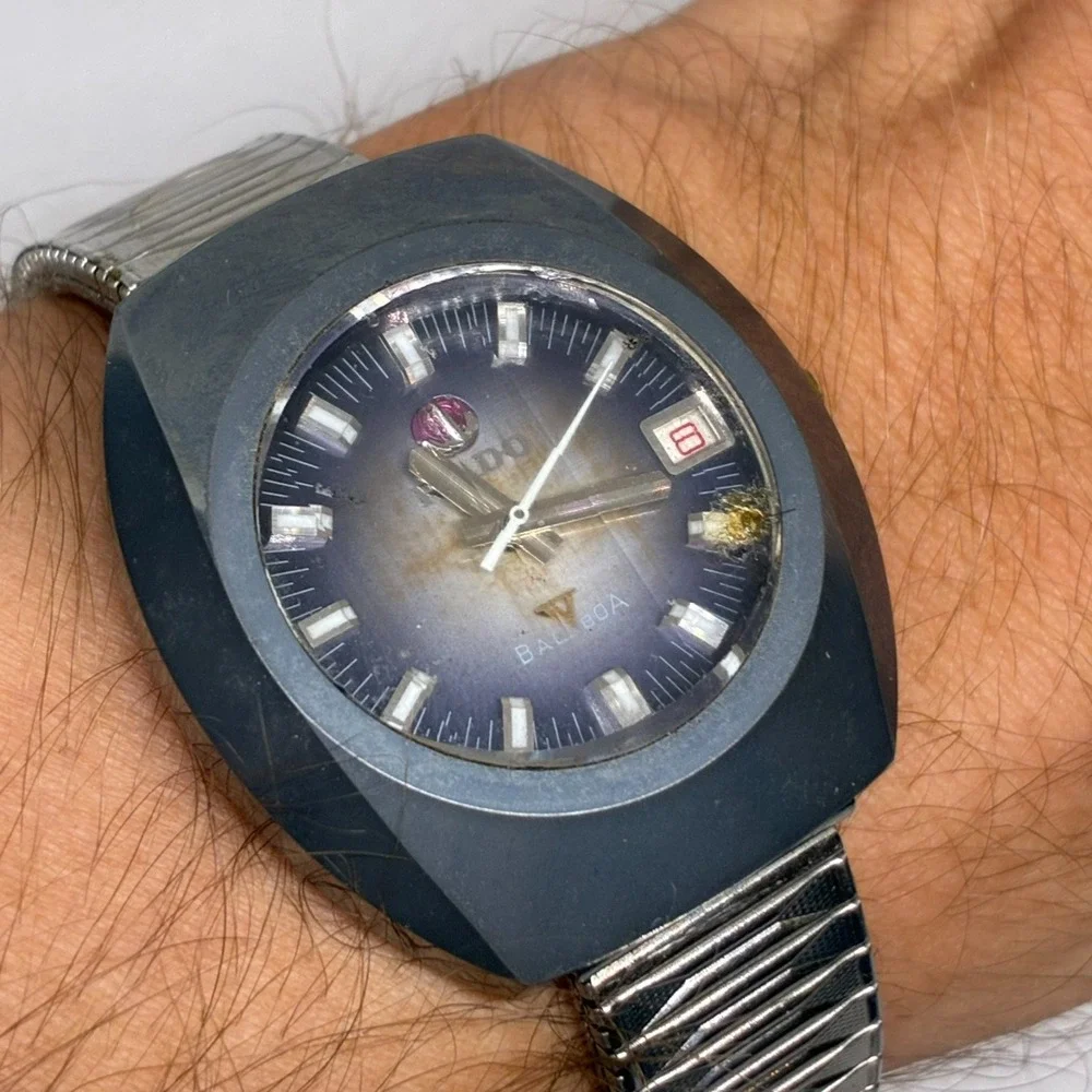 Vintage Rado Balboa V Automatic Watch K680773 Tungsten Carbide Date Mens-RUNNING